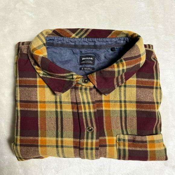 prAna Autum Snap Flannel Women's S Natural Earth Tones Cottage Midwest Grunge - Picture 8 of 8